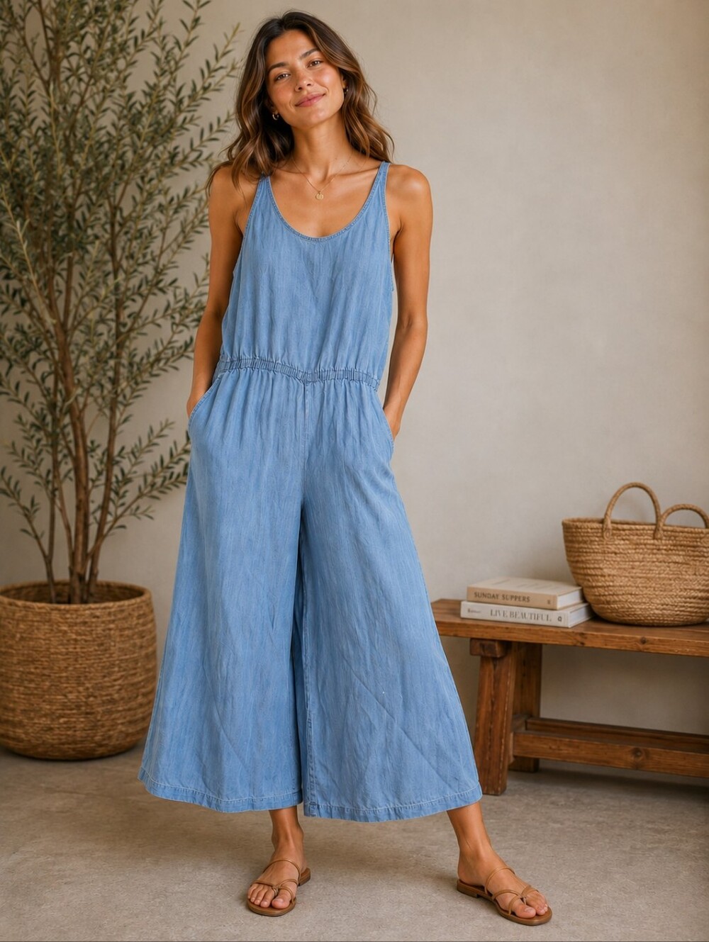 Gap Chambray Wide Leg Jumpsuit Vintage Size Small